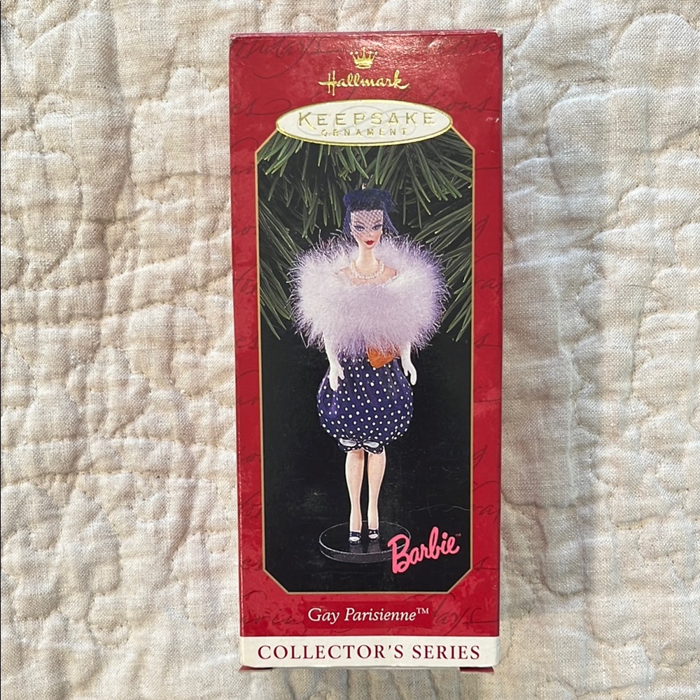 Hallmark Keepsake Vintage Gay Parisienne Barbie in Navy and White